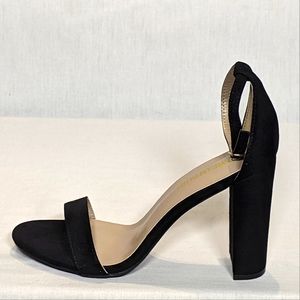 NEW Dream Pairs Womens Suede Hi-Chunk Heel Pump Sandals 4inch heel Sz 8 black